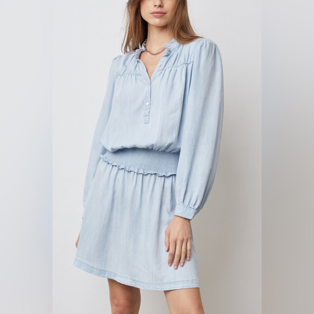 NWT Rails Shawna Smocked Waist Chambray Minidress